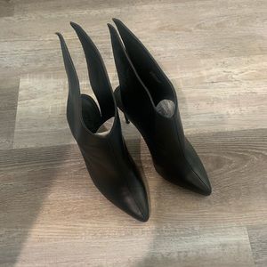 Black genuine leather booties